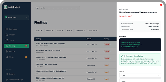 Vulnerability detection dashboard preview
